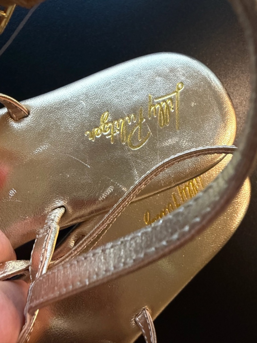 Lilly Pulitzer Gold T-Strap Sandals - Picture 5 of 11